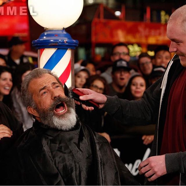 FREEDOM! Mel Gibson gets a shave tonight.