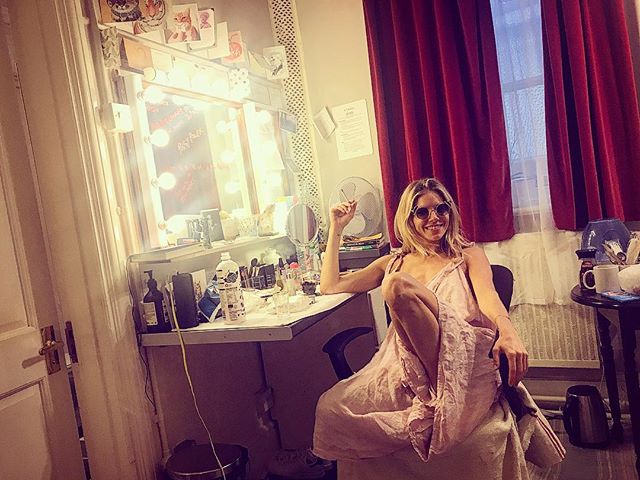 Sienna Miller backstage in her dressing room at 'Cat on a Hot Tin Roof' in London  
