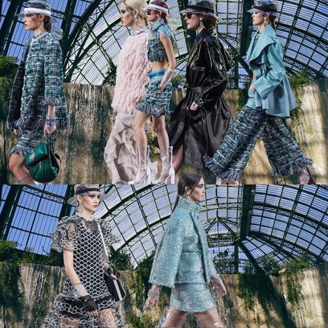 Karl s splash proof optimism at this week s @chanelofficial SS18 extravaganza - let s just take a second to appreciate the cliff face (I REPEAT CLIFF FACE) constructed inside the Grand Palais   