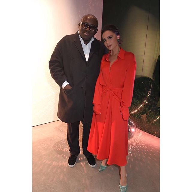 Thank you @edward_enninful and @britishvogue for coming to my store tonight x VB #VBDoverSt #KissesatChristmas