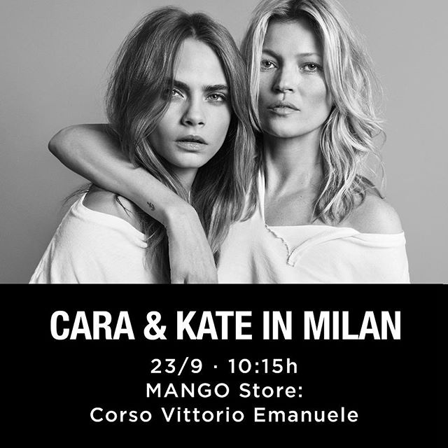 I will be in Milan with Kate to present our campaign for @Mango. Come along and say hello at the Mango store in Corso Vittorio Emanuele at 10.15am. If you can’t make it, follow MANGO_Official on Snapchat. It’s going to be epic! #CaraKateMilan #somethingincommon