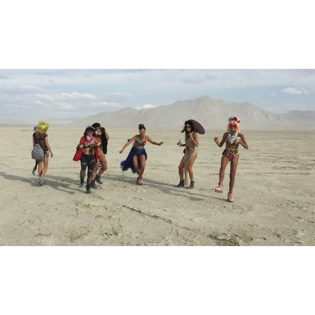 Slow motion babes at burning man