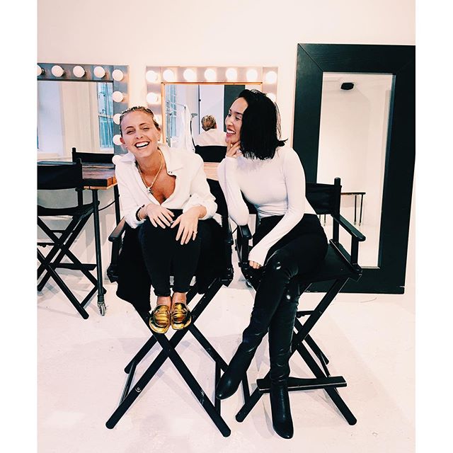 When you're so happy for your friend and her new job   proud of you @katrinasymonds. Reunited on set shooting new features (for 12 hours!) for @whowhatwear and @byrdiebeauty #COMINGSOON