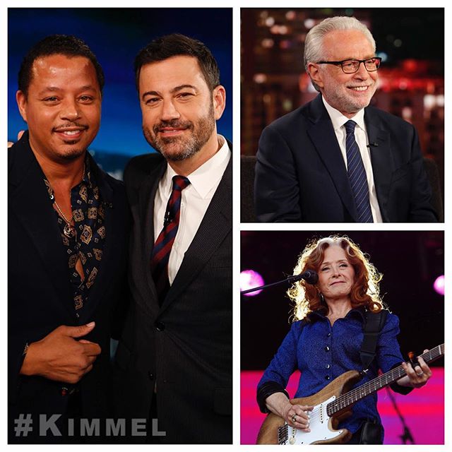 Tonight on #Kimmel @TheTerrenceHoward #Empire, @WolfBlitzer #SitRoom, music from @BonnieRaittOfficial #DigInDeep, Carlos Danger is back & we recap the #VMAs