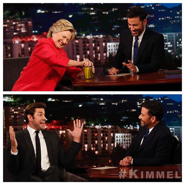 NEW show with @HillaryClinton & @JohnKrasinski. One of them is running for President. Find out who TONIGHT on #Kimmel