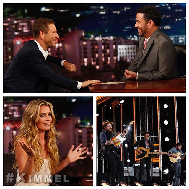 Tonight on #Kimmel Aaron Eckhart #Sully, @CatDeeley #SYTYCD, music from @NathanielRateliff & The Night Sweats #WastingTime, #HostelLaVista with Cousin Sal and chickens wearing pants!