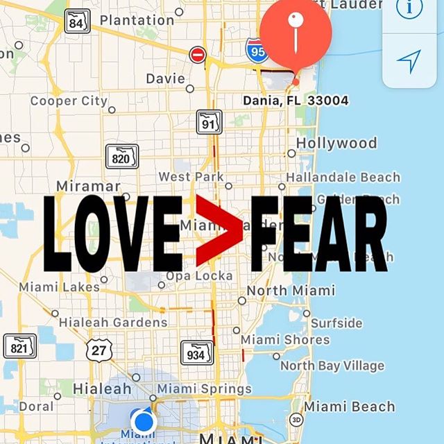 I happened to be in Miami today and want to express my support and condolences to the families of those who suffered the tragedy. Love is stronger than fear! #Miami #FortLauderdale #lovestronger