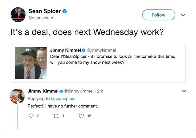 @SeanMSpicer will be here for his first late-night interview next Wednesday, September 13th! #Kimmel