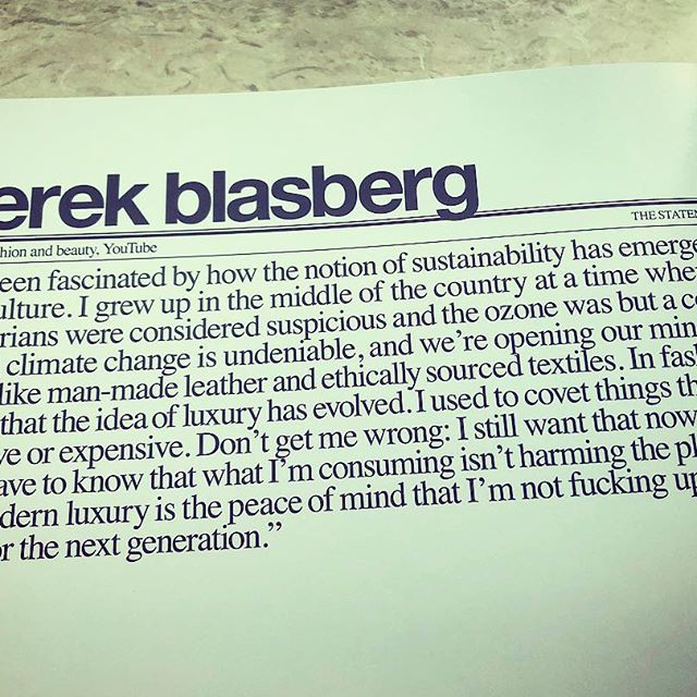 I ranted about what I think  luxury  is today (basically, fashion that isn t destroying the earth) to celebrate the 50th issue of @selfservicemagazine   