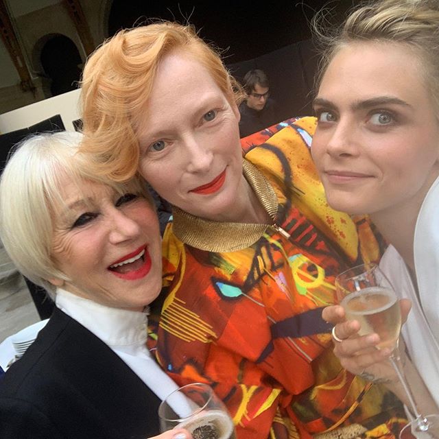 Just hanging with Tilda Swinton and Helen Mirren @chanel #tbt #casual