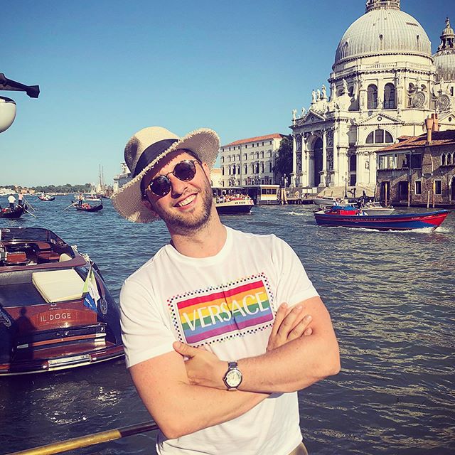 I feel like everyday is Pride in Venice. I mean, the Veneitians invented the masked ball. What s gayer than that? Thanks for the T-shirt @donatella_versace!          