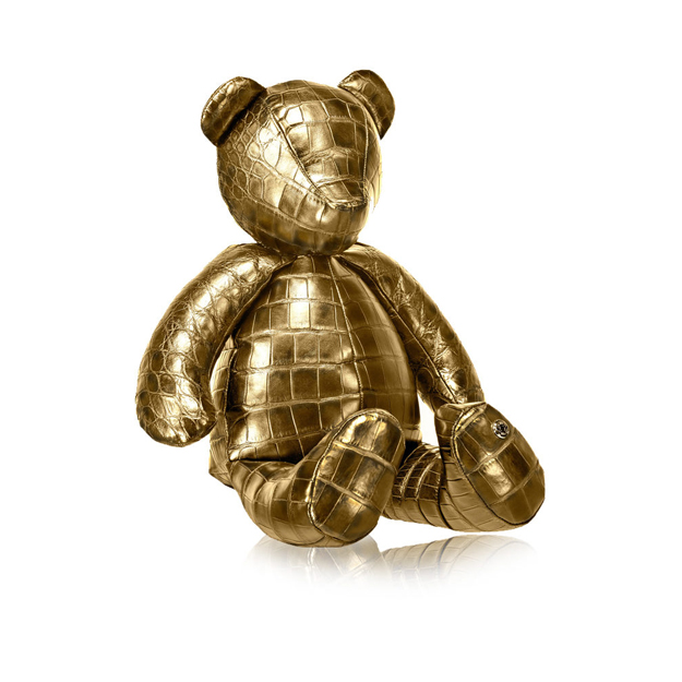 Teddy Bear in 24 kt gold crocodile leather